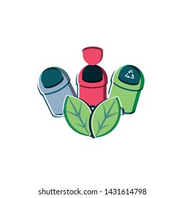 Isolated trash and leaves design
