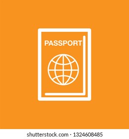 Isolated travel passport flat vector icon on orange background