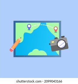 isolated traveling map simple vector design, traveling map, trip location, destination