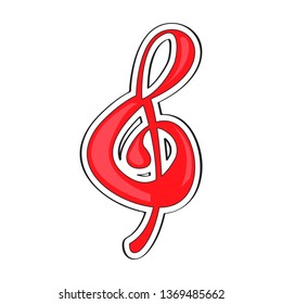 Isolated treble clef. Comic musical note. Vector illustration design