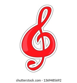 Isolated treble clef. Comic musical note. Vector illustration design