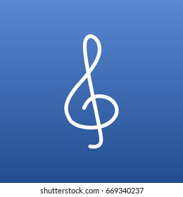 Isolated Treble Clef Outline Symbol On Clean Background. Vector Note  Element In Trendy Style.