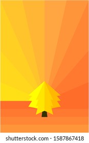 Isolated Tree Background Design in Orange Red Color