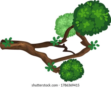 Isolated tree branch on white background illustration