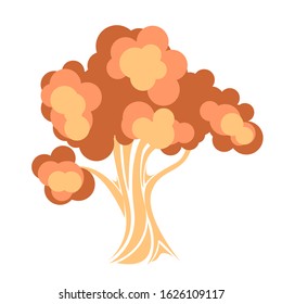 Isolated tree with brown foliage. Vector illustration