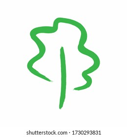 Isolated tree drawn with brushstrokes. Sketch, grunge, paint. Vector illustration.