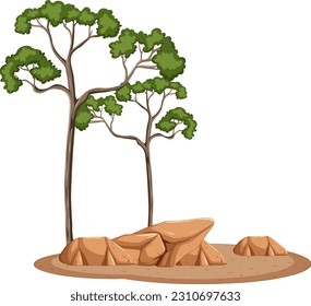 Isolated tree on the ground illustration