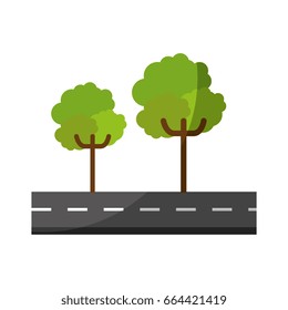isolated tree on Highway cartoon