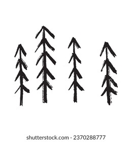 Árbol aislado sobre el fondo blanco. Silhouettes de árbol. conjunto de colecciones de siluetas de pino arbolado. Diseñado para el diseño de diversas obras, folletos y carteles. 