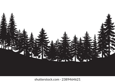 Isolated tree on the white background. Tree silhouettes. set of tree pine silhouette collections. Set for the design of various works, brochures, posters. 