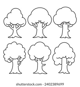 Isolated tree on the white background. Pine silhouettes. Tree hand drawn. Vector EPS 10.