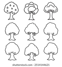 Isolated tree on the white background. tree silhouettes. coloring page	