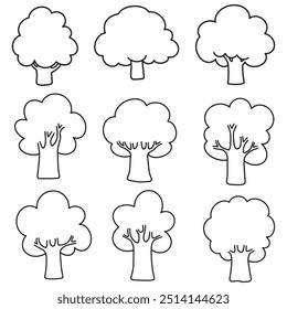 Isolated tree on the white background. tree silhouettes. coloring page	