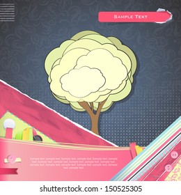 Isolated tree over vintage background. Vector design.