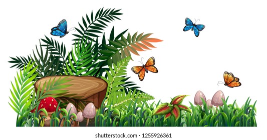 Isolated tree stump on white background illustration
