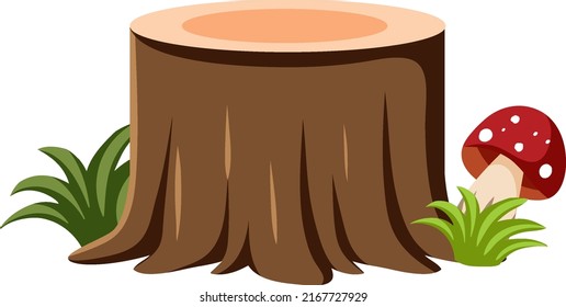 Trozo de árbol aislado en ilustración de fondo blanco