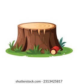 souche d'arbre isolée sur fond blanc Illustration Vectorielle