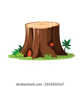 isolated tree stump on white background Vector illustration