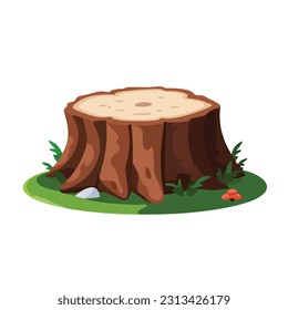 isolated tree stump on white background Vector illustration