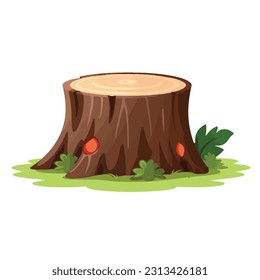isolated tree stump on white background Vector illustration
