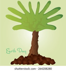 isolated tree with text on a light green background. Vector illustration