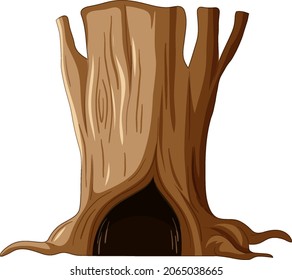 Isolated tree trunk with big hollow illustration