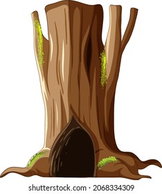 Isolated tree trunk with big hollow illustration
