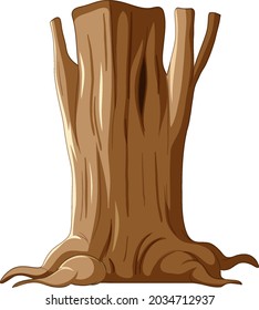 Ilustración de tronco de árbol aislado y raíz