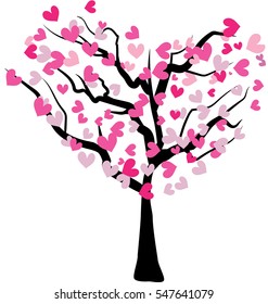 isolated tree vector with full of heart