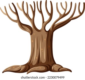 Isolated tree without leaves cartoon illustration