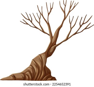 Isolated tree without leaves cartoon illustration