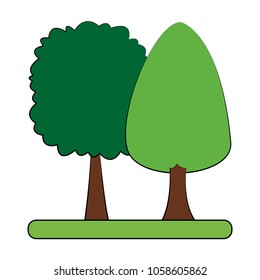 Isolated trees cartoon