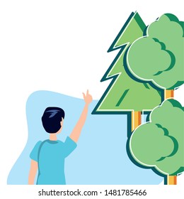 Isolated trees and man avatar design