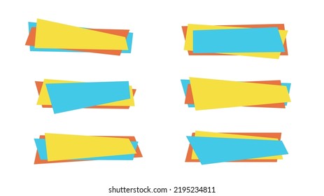 Colección de burbujas de descuento aislada de moda, etiqueta de venta rectangular abstracta, marco de precio festividad plana, conjunto de banner de promoción web de color, pegatina de promoción geométrica horizontal, gráfico vector