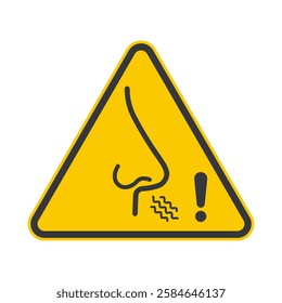 Isolated triangle caurion sign : do not breath, no smell, highly polluted air condition sign