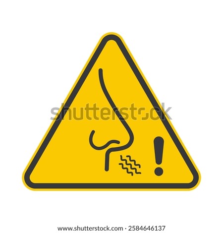 Isolated triangle caurion sign : do not breath, no smell, highly polluted air condition sign