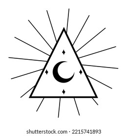 Isolated triangle with moon symbol Esoterism sketch icon Vector