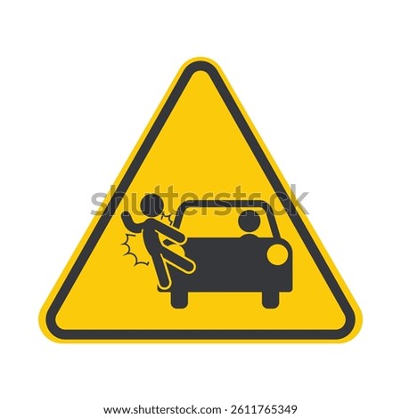 Isolated triangle pictogram man hit by a car, traffic street accident 