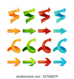Isolated triangle polygonal arrows set, undo and previous buttons. Vector