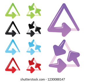 Isolated Triangle Reload Arrows Buttons in Four Colors