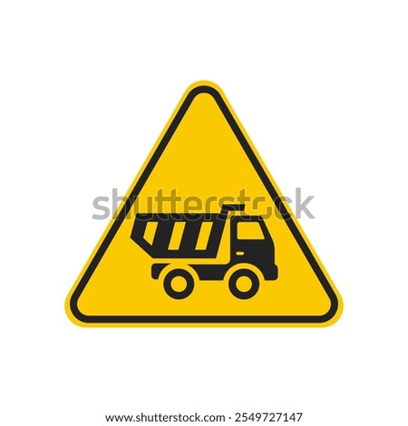 Isolated triangle safety sign blind spot for truck trailer lorry road yellow safety sticker