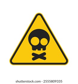 Isolated triangle safety sign danger, poison, toxic warning with illustration head of skull and bones