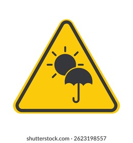 Isolated triangle safety sign : use of umbrellas or other shiledagainst heat exposure and UV rays