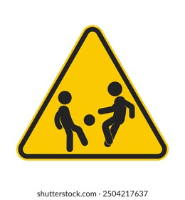 Isolated triangle yellow sign Children at Play, Caution speed limit traffic sign, slow down