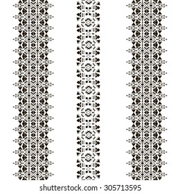 Isolated tribal seamless pattern made in vector. Vertical tribal vintage ethnic elements for clothing design or home decor. Oriental ornament, Mexican, Aztec and African collection of tribal art.