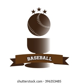 Isolated trophy with a baseball ball and a ribbon with text