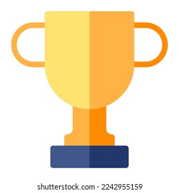 Tasa de trofeo aislada en icono plano sobre fondo blanco. Logro, premio, premio, campeón