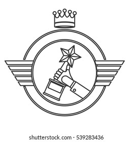 Isolated trophy inside label design