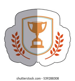 Isolated trophy inside label design