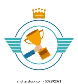Isolated trophy inside label design